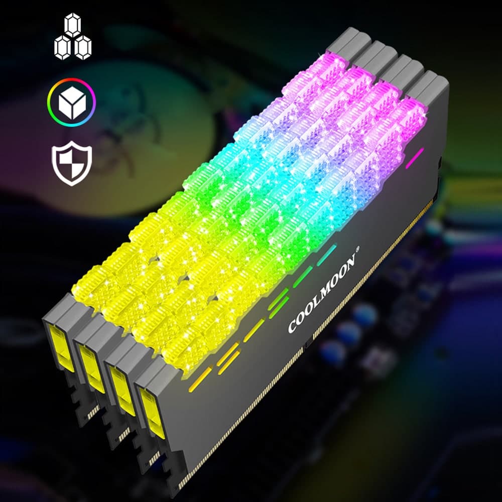 Tản nhiệt Ram Coolmoon ARGB RA-2 - Ốp tản nhiệt Ram A-RGB đồng bộ main sync led RGB - 6