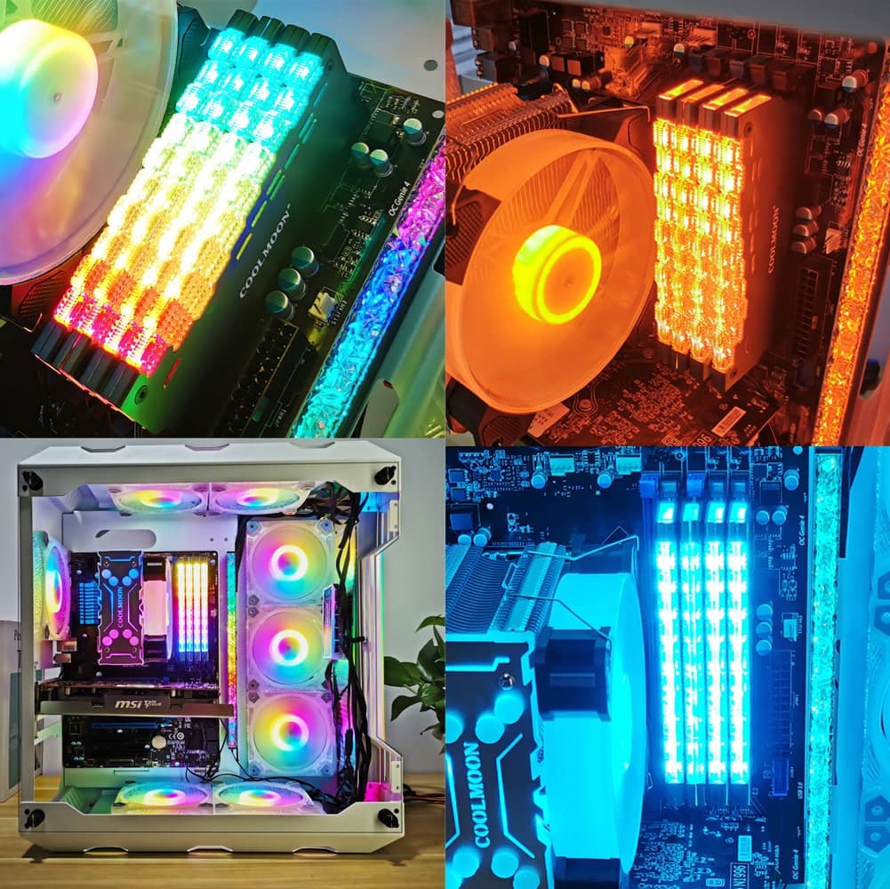 Tản nhiệt Ram Coolmoon ARGB RA-2 - Ốp tản nhiệt Ram A-RGB đồng bộ main sync led RGB - 2