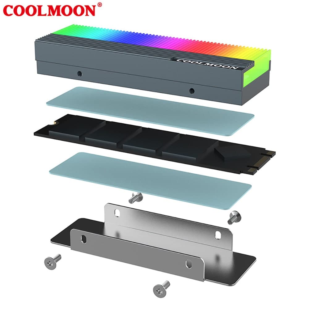 Ốp tản nhiệt SSD M2 Led ARGB Tản nhiệt ssd m2 nvme M.2 2280 cao cấp Coolmoon A-RGB - 5