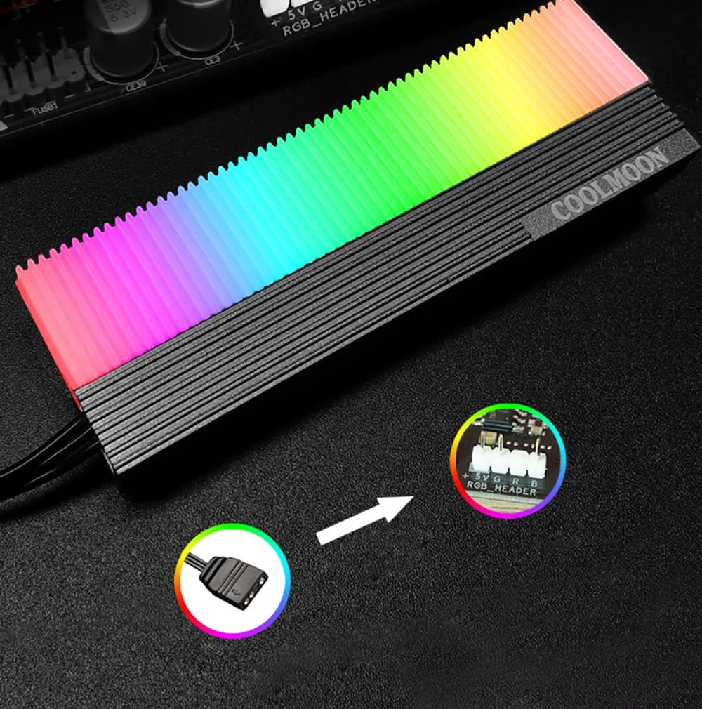 Ốp tản nhiệt SSD M2 Led ARGB Tản nhiệt ssd m2 nvme M.2 2280 cao cấp Coolmoon A-RGB - 4