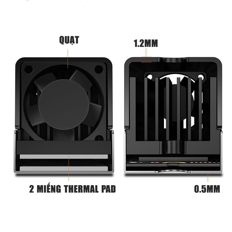Tản nhiệt ssd M.2 2280 Gen 5 - Quạt tản nhiệt ổ cứng ssd m2 nvme PCIe5.0 Gen 4 tản nhiệt siêu cấp JIUSHARK Pro - 4