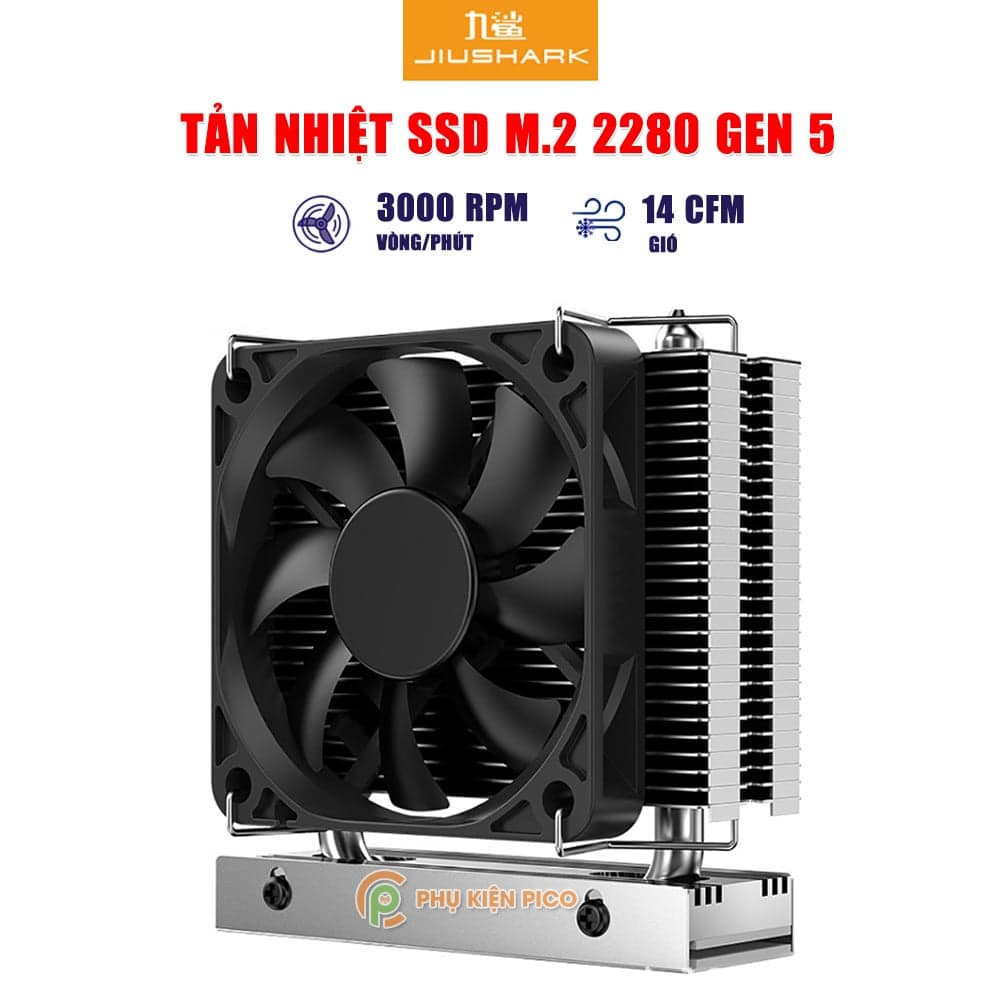 Tản nhiệt ssd M.2 2280 Gen 5 - Quạt tản nhiệt ổ cứng ssd m2 nvme PCIe5.0 Gen 4 tản tháp siêu cấp JIUSHARK Super Pro