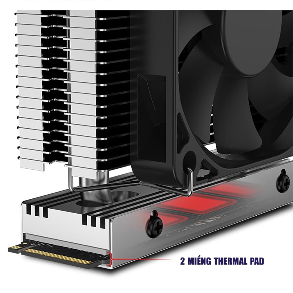 Tản nhiệt ssd M.2 2280 Gen 5 - Quạt tản nhiệt ổ cứng ssd m2 nvme PCIe5.0 Gen 4 tản tháp siêu cấp JIUSHARK Super Pro - 6
