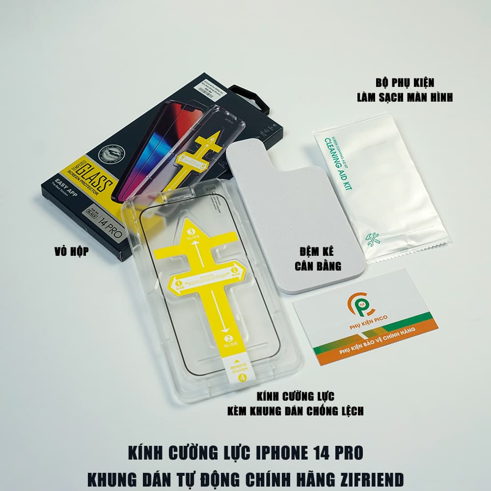 Kính cường lực Iphone 14 Pro chính hãng Zifriend khung dán tự động full màn hình - 2