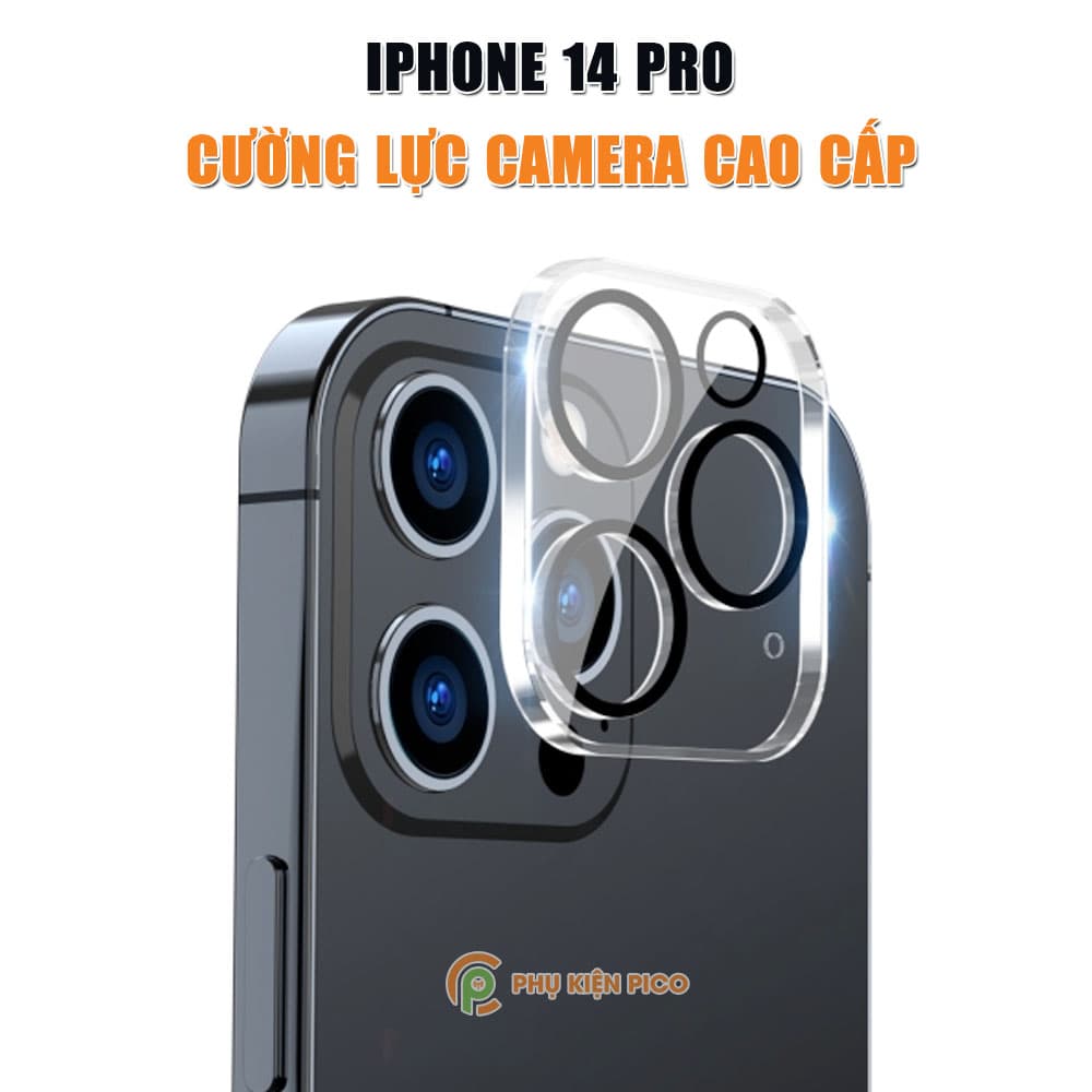 Dán camera Iphone 14 Pro thấu kính nổi 3D - Cường lực camera Iphone 14 Pro độ cứng 9H trong suốt