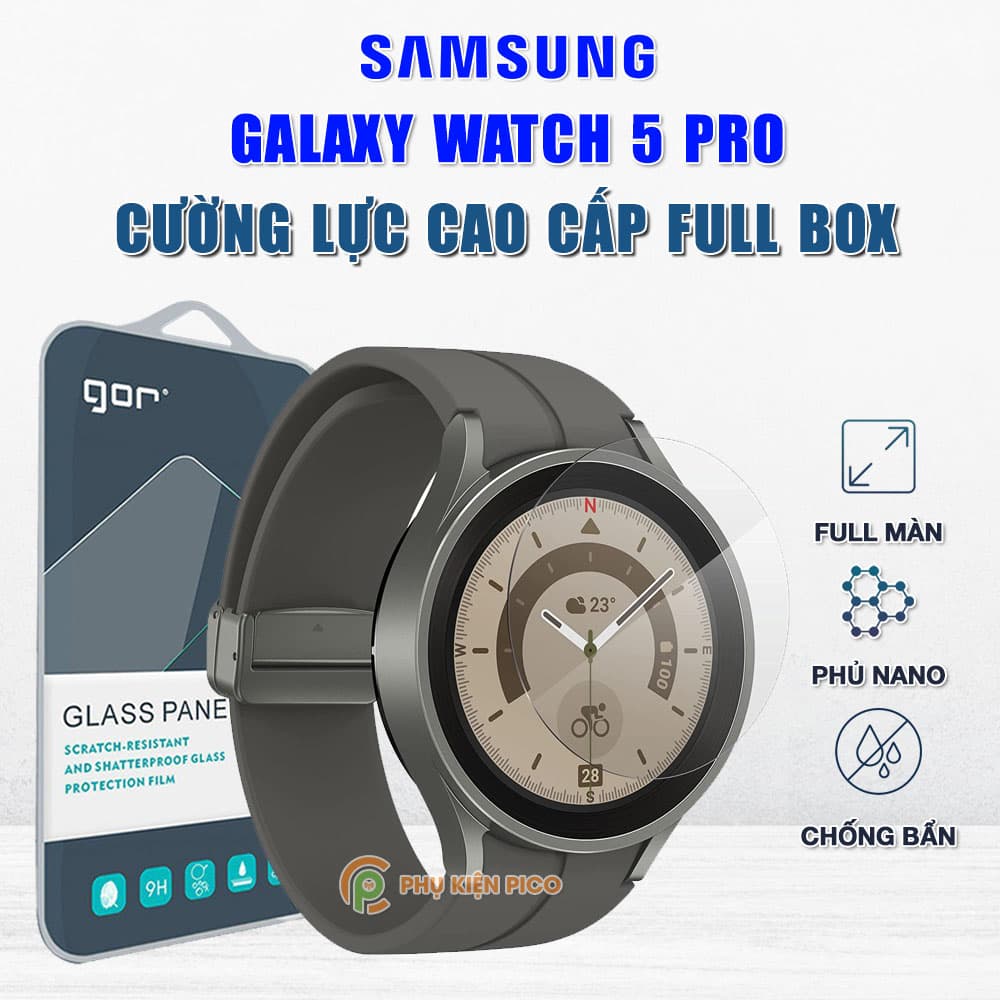 Kính cường lực Samsung Galaxy Watch 5 Pro full màn hình chính hãng Gor