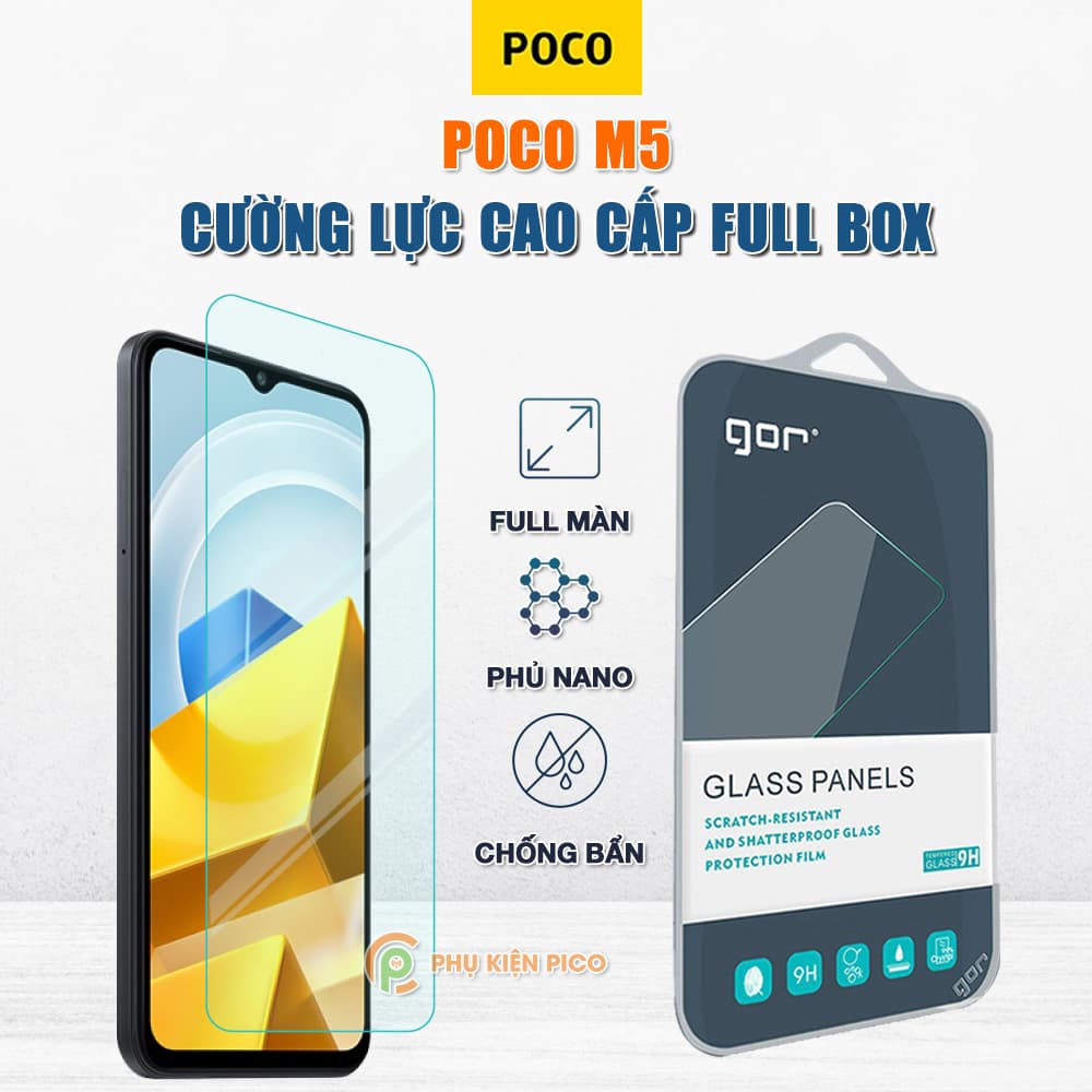 Kính cường lực Xiaomi Poco M5 full màn hình chính hãng Gor