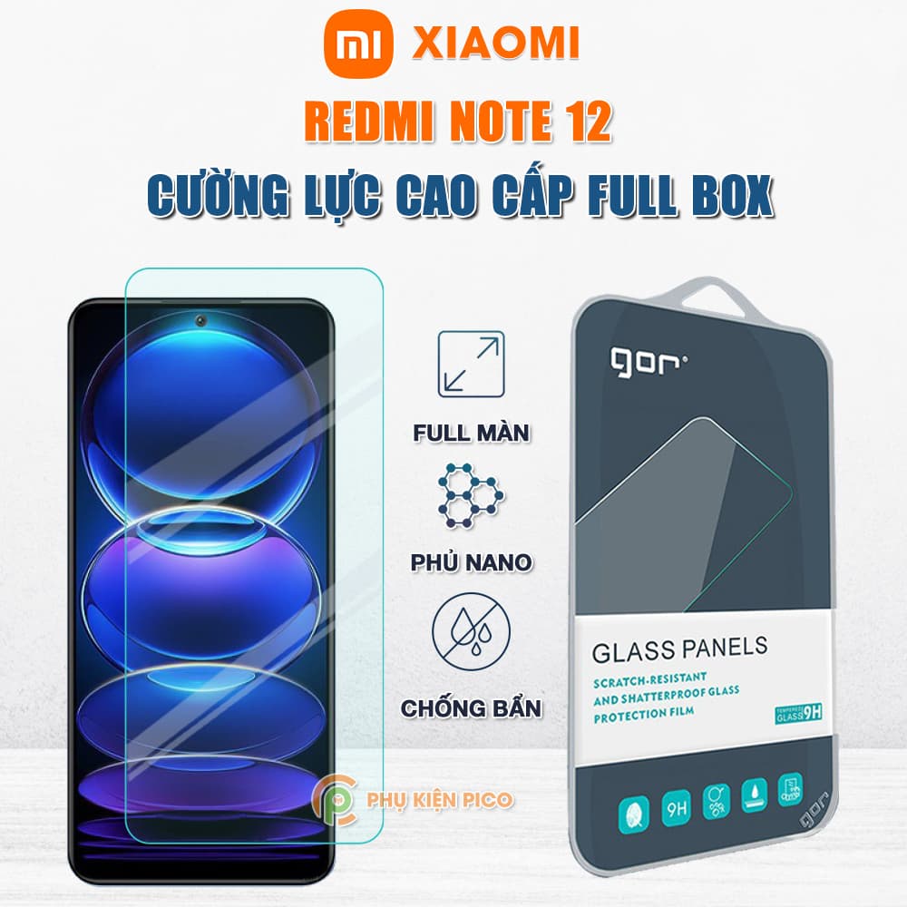 Kính cường lực Xiaomi Redmi Note 12 full màn hình chính hãng Gor phủ nano