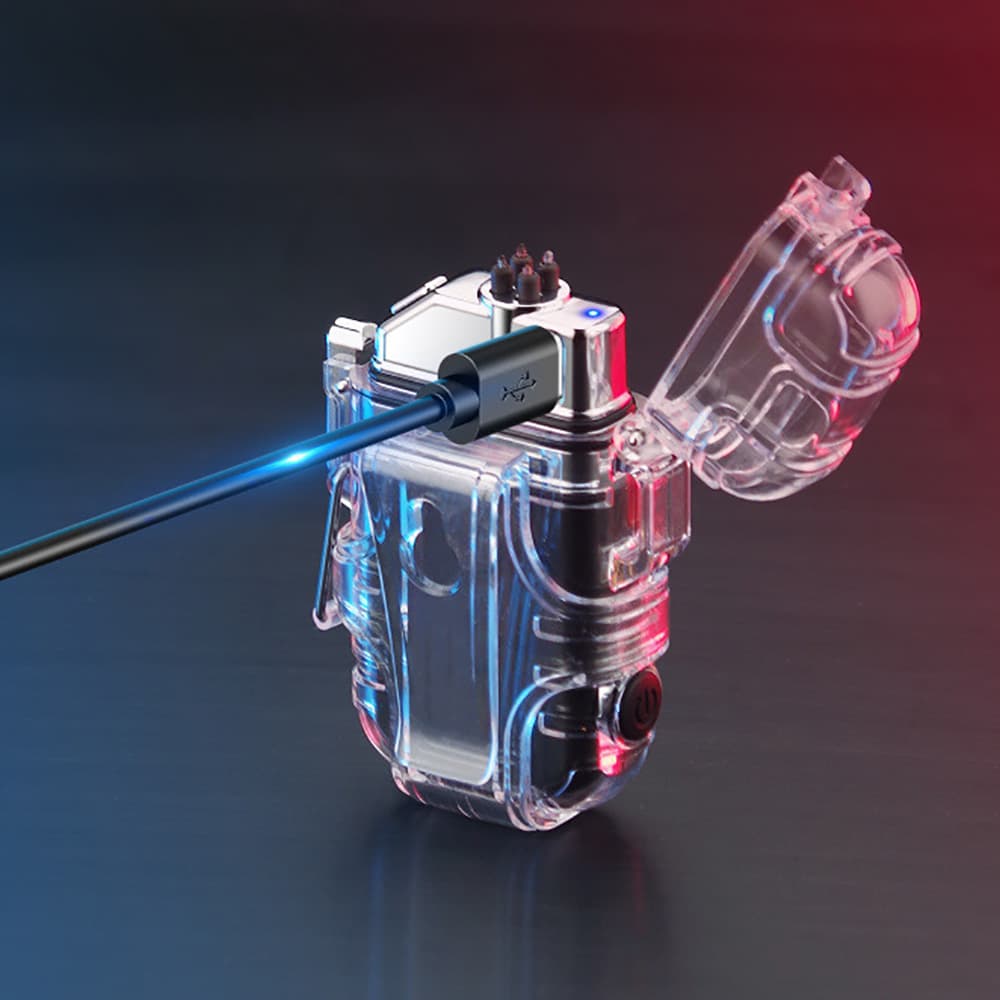 Bật lửa điện độc lạ sạc pin công nghệ điện tử tạo 4 tia plasma chống gió có đèn led chống nước - 6