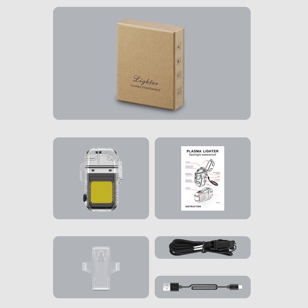 Bật lửa điện độc lạ sạc pin công nghệ điện tử tạo 4 tia plasma chống gió có đèn led chống nước - 5