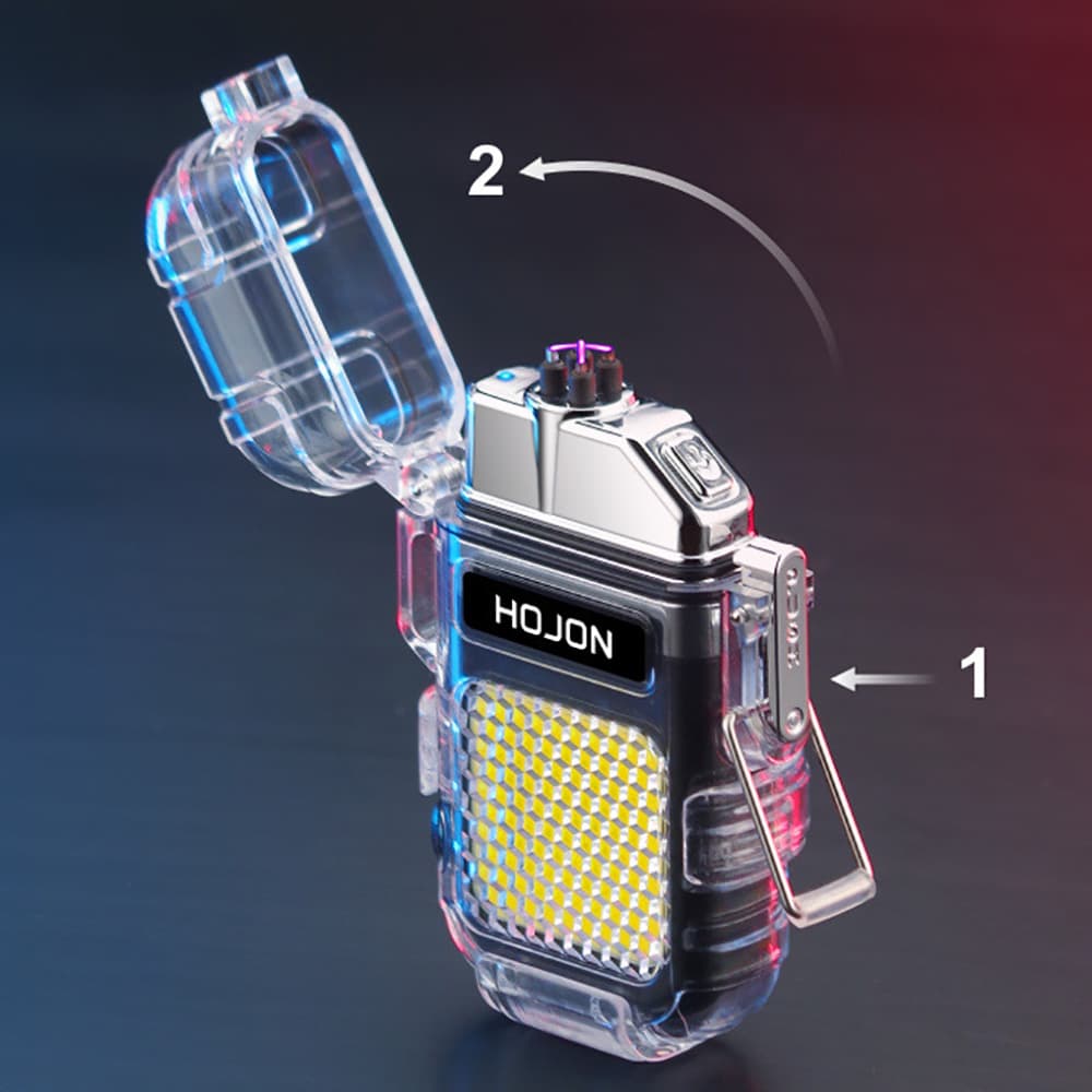 Bật lửa điện độc lạ sạc pin công nghệ điện tử tạo 4 tia plasma chống gió có đèn led chống nước - 4