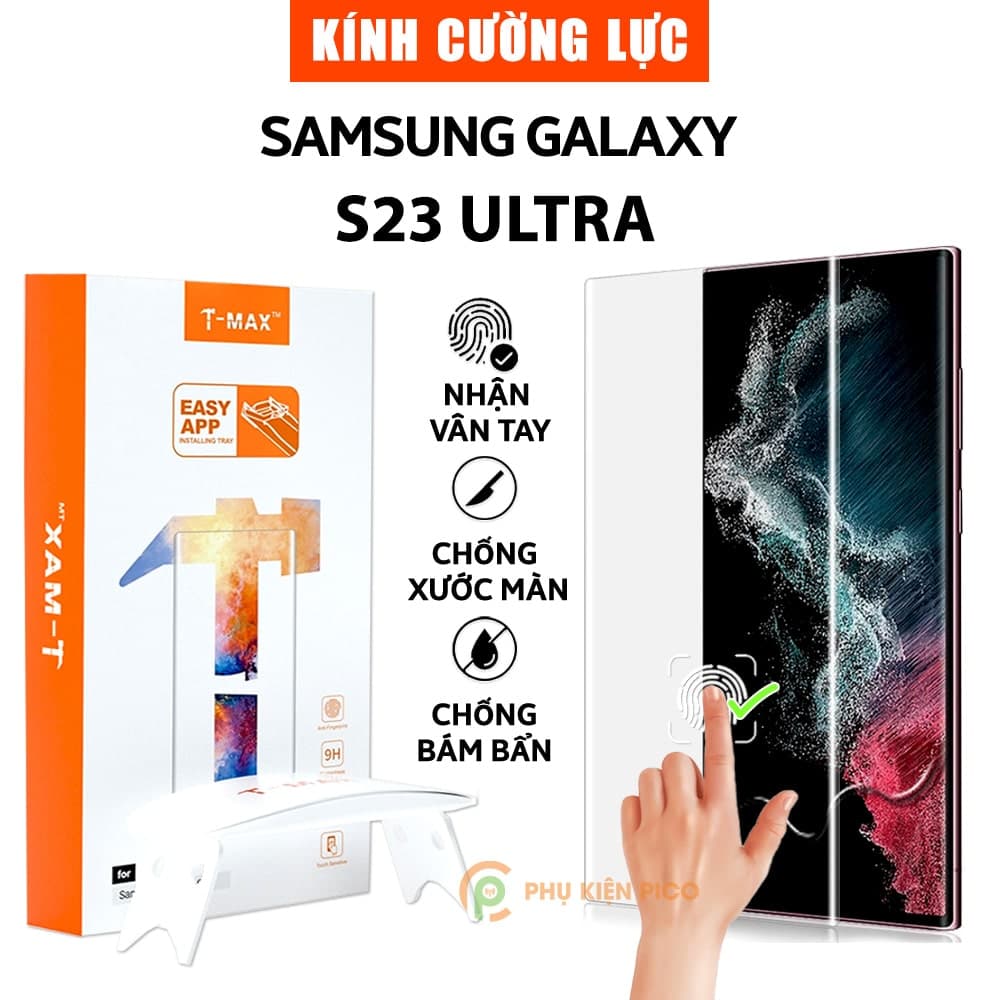 Kính cường lực Samsung Galaxy S23 Ultra nhận vân tay màn hình đèn UV cỡ lớn T-Max