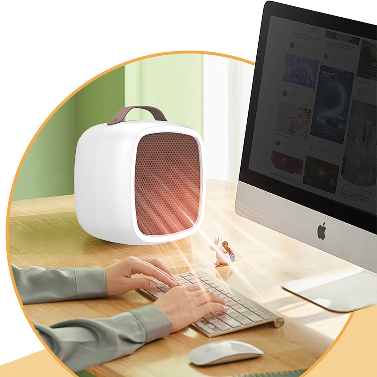 Quạt sưởi mini máy sưởi ấm để bàn mùa đông không mùi nhựa cho dân văn phòng siêu tiện lợi 500W - 7