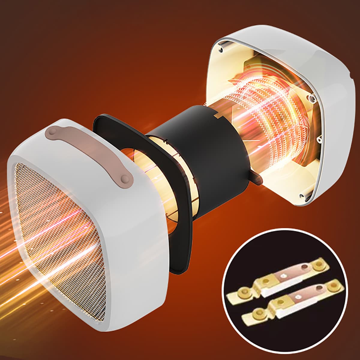 Quạt sưởi mini máy sưởi ấm để bàn mùa đông không mùi nhựa cho dân văn phòng siêu tiện lợi 500W - 5