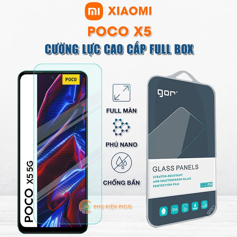 Kính cường lực Xiaomi Poco X5 full màn hình chính hãng Gor phủ nano