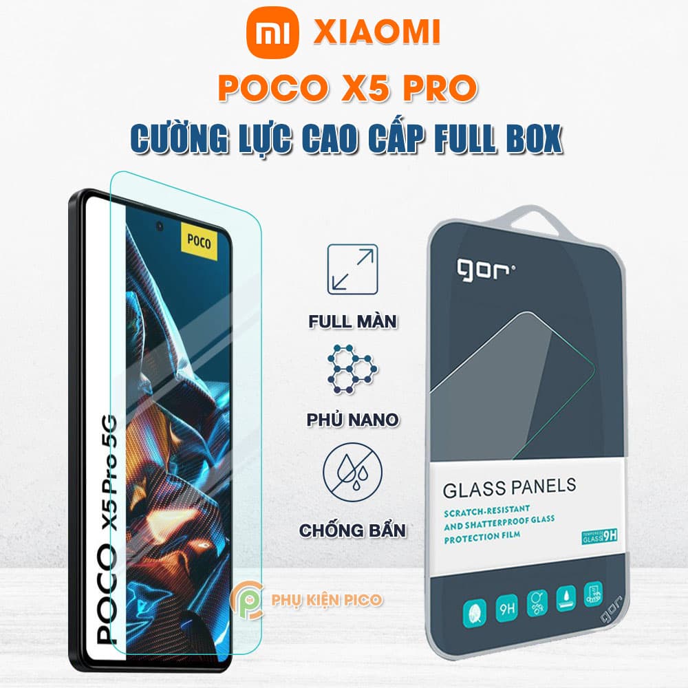 Kính cường lực Xiaomi Poco X5 Pro full màn hình chính hãng Gor phủ nano