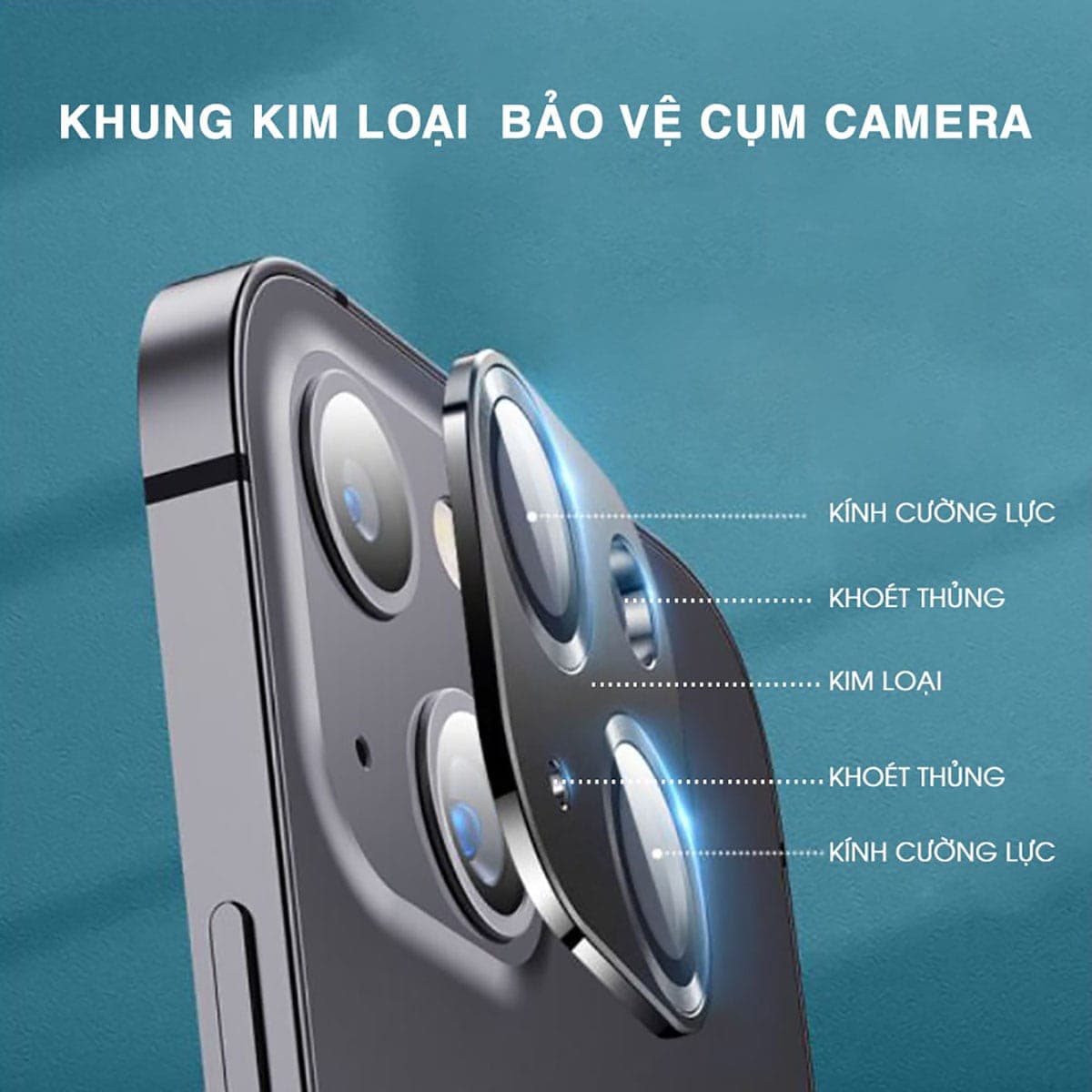 Dán camera Iphone 14 3D cao cấp - Khung nhôm bảo vệ camera Iphone 14 kèm kính cường lực - 11