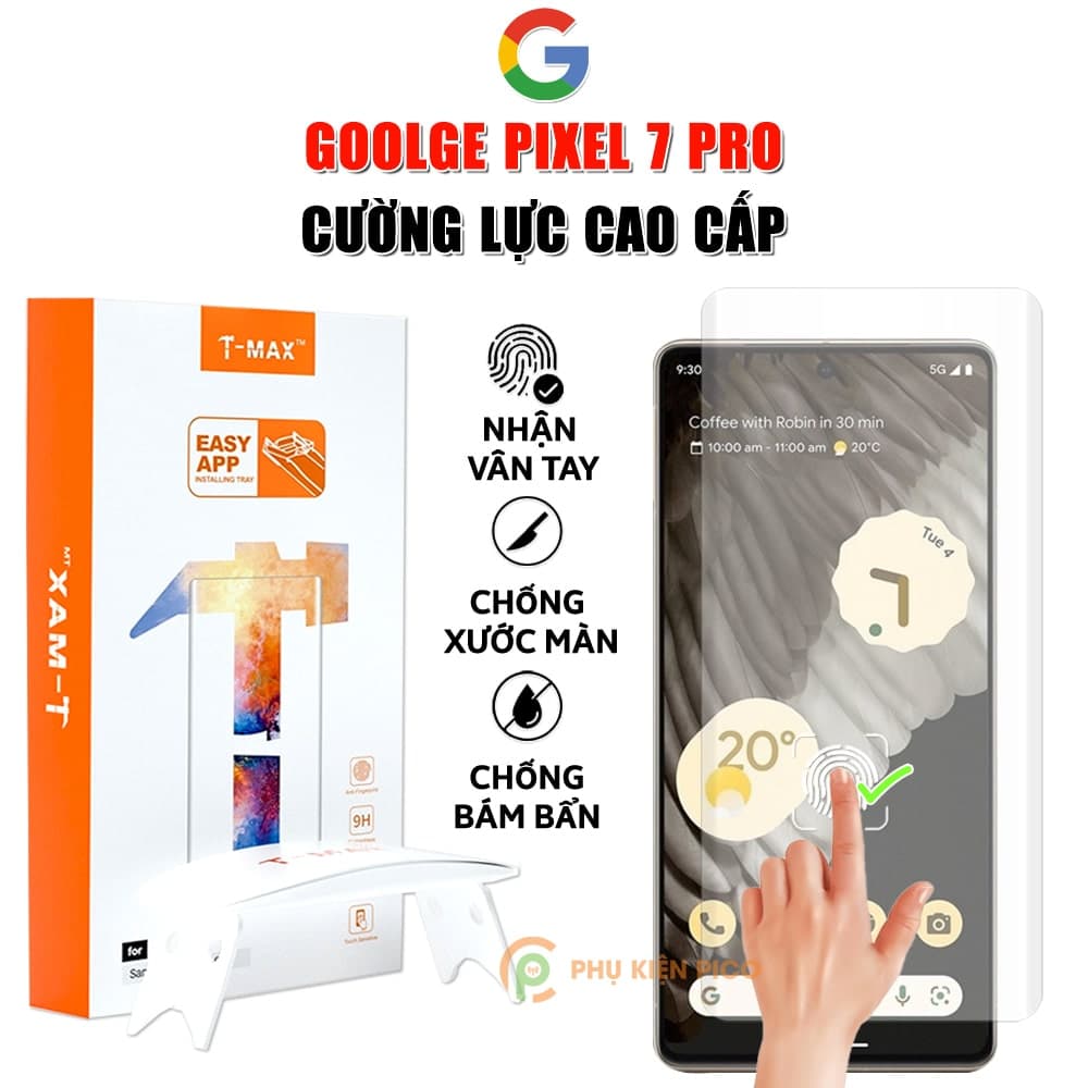 Kính cường lực Google Pixel 7 Pro nhận vân tay màn hình đèn UV cỡ lớn T-Max - Dán màn hình Google Pixel 7 Pro