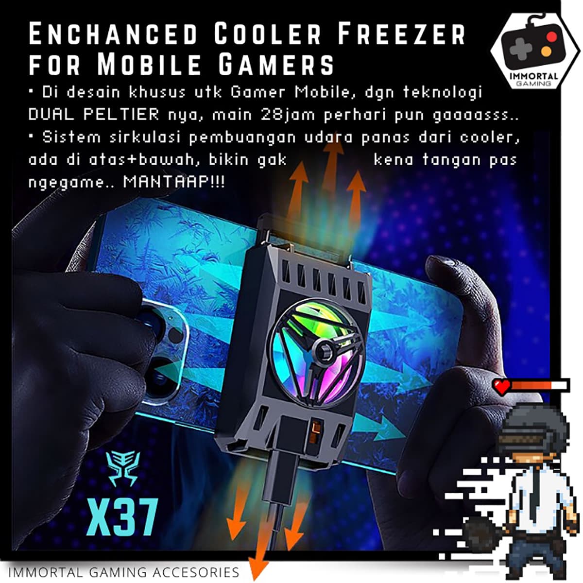 Quạt tản nhiệt điện thoại X37 siêu lạnh Led Gaming diện tích tản nhiệt lớn - 7