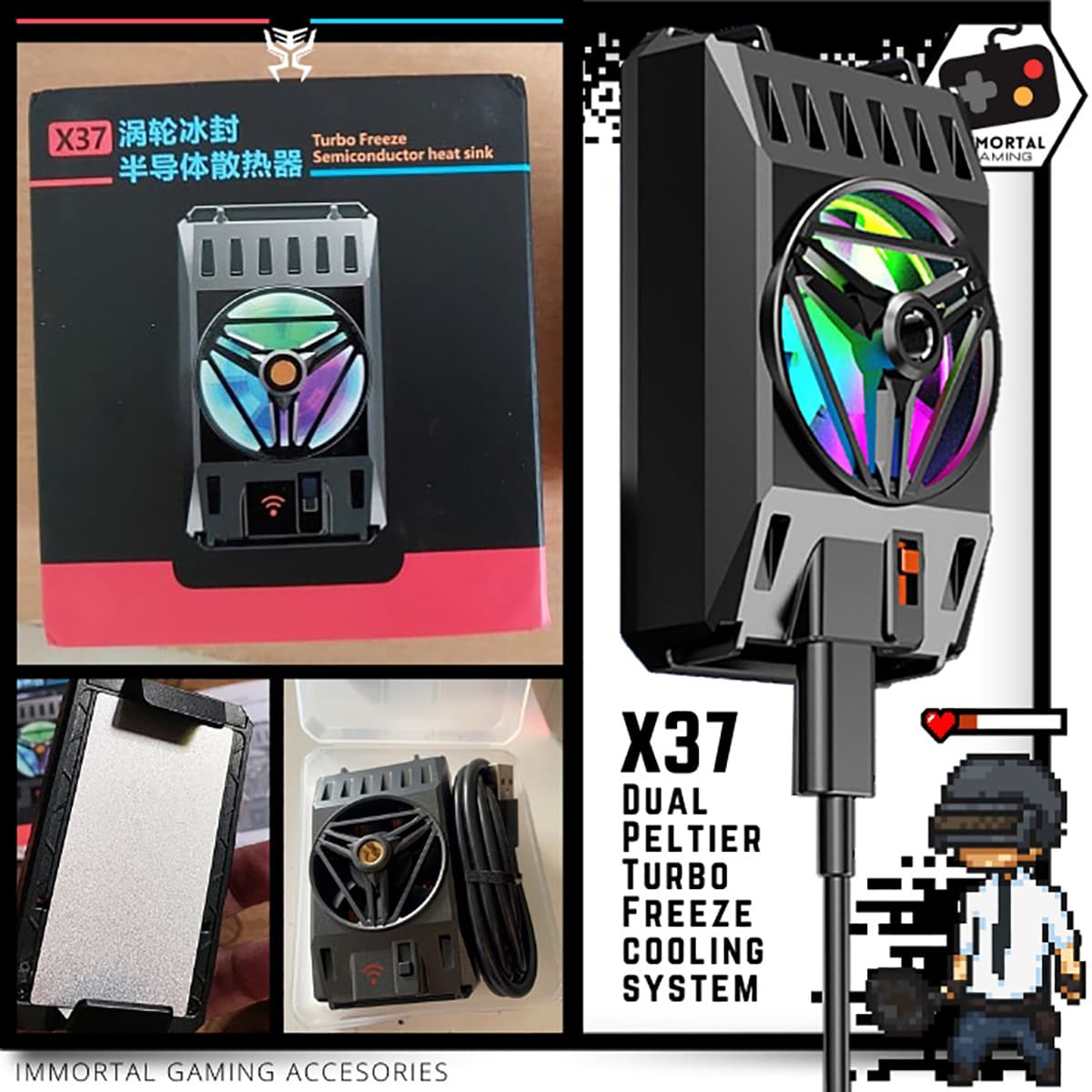 Quạt tản nhiệt điện thoại X37 siêu lạnh Led Gaming diện tích tản nhiệt lớn - 4