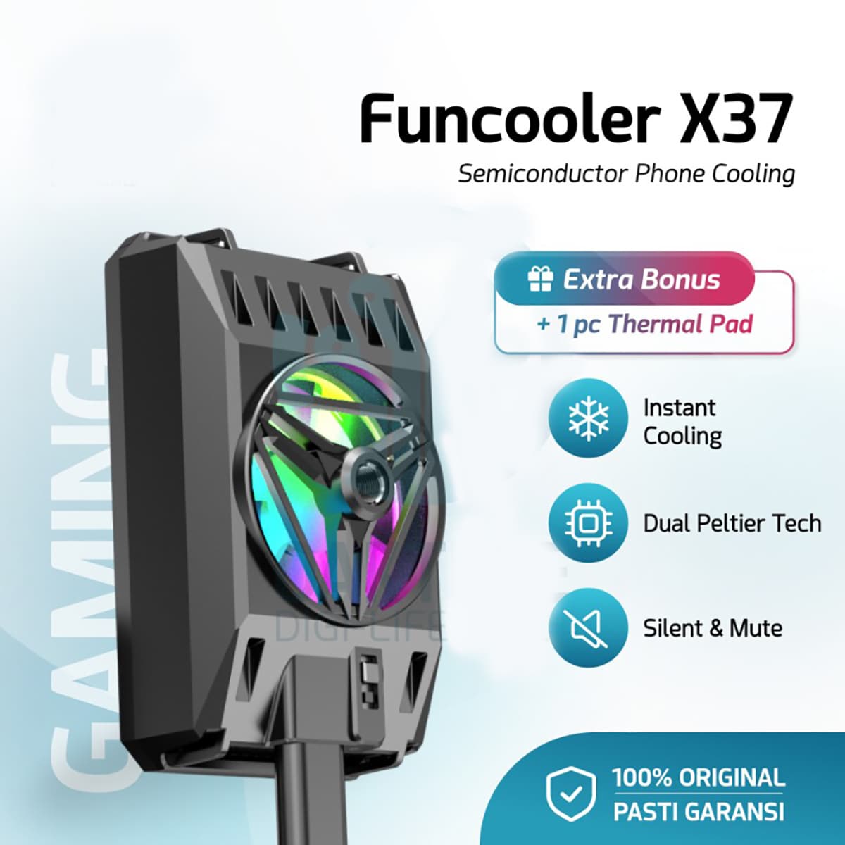 Quạt tản nhiệt điện thoại X37 siêu lạnh Led Gaming diện tích tản nhiệt lớn