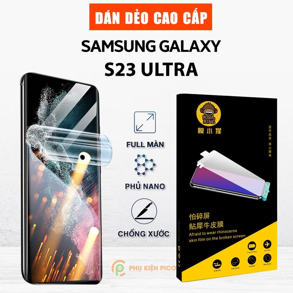 Dán màn hình Samsung Galaxy S23 Ultra full màn dẻo trong suốt chính hãng Moxiao Xing