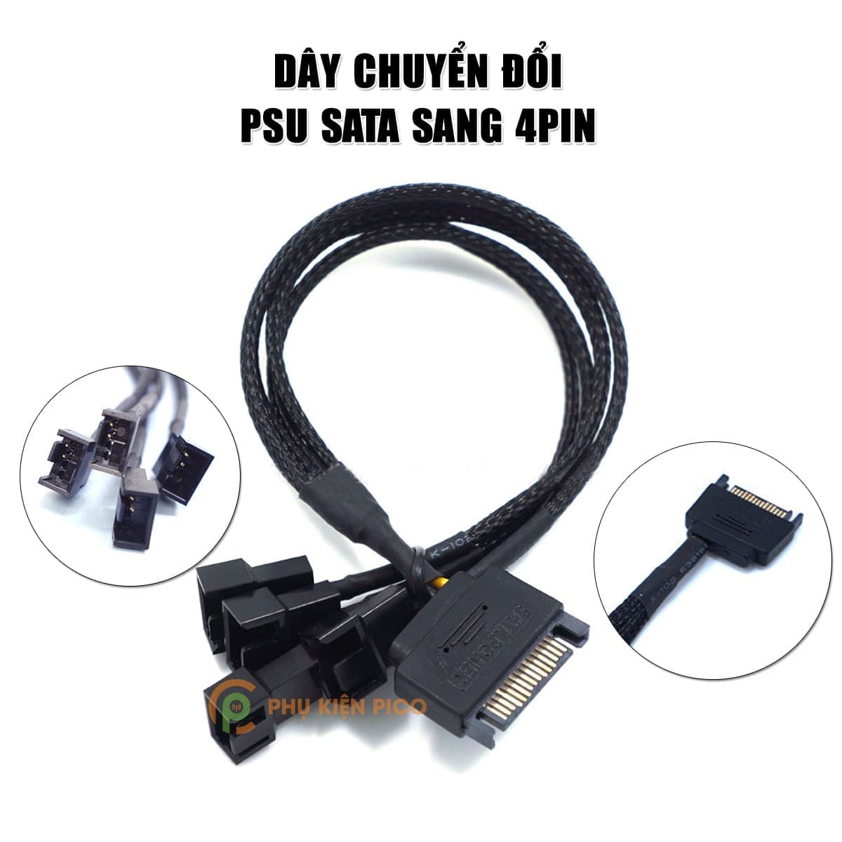 Dây chuyển đổi PSU Sata sang 4 Pin 1 ra 4 - Cáp Sata sang 4 pin Fan Case