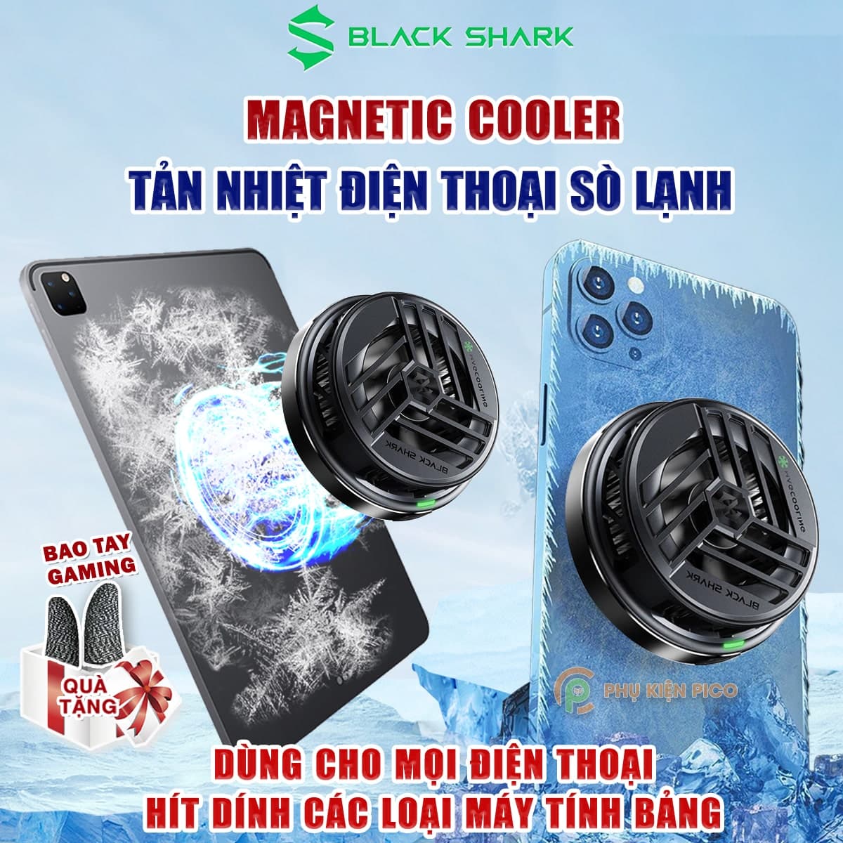 Quạt tản nhiệt điện thoại Black Shark Magnetic Cooler phiên bản từ tính tản nhiệt máy tính bảng, led RGB