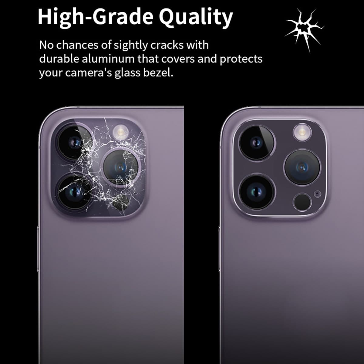 Dán camera Iphone 14 khung kim loại bảo vệ camera chống trầy xước va đập - 5