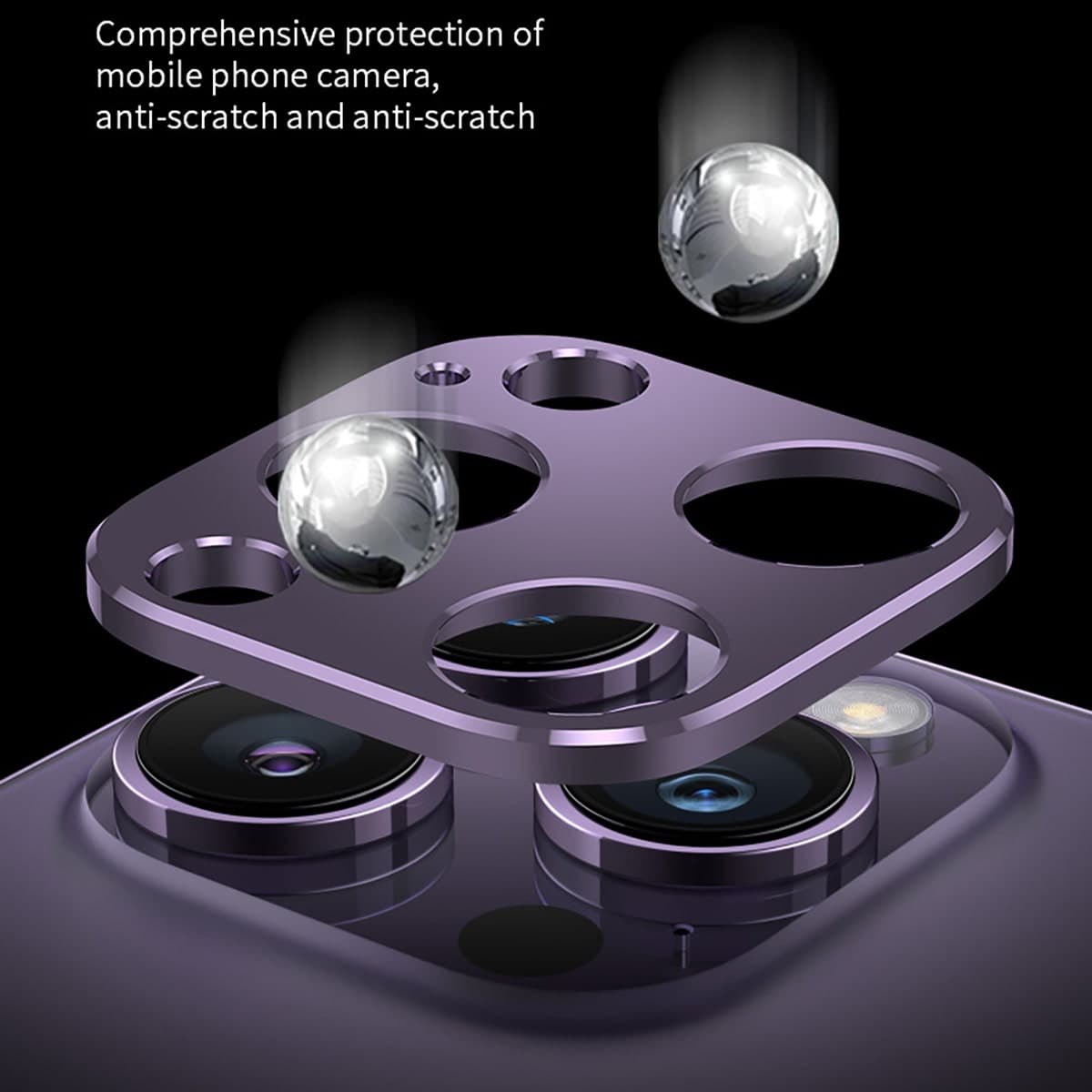 Dán camera Iphone 14 khung kim loại bảo vệ camera chống trầy xước va đập - 3