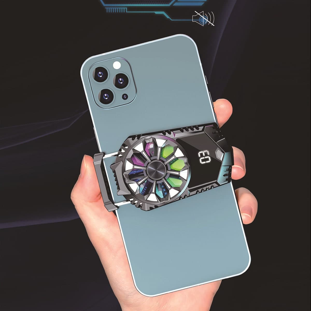 Quạt tản nhiệt điện thoại X3B Quạt sò lạnh thế hệ mới màn hình hiển thị nhiệt độ Led Gaming RGB - 6