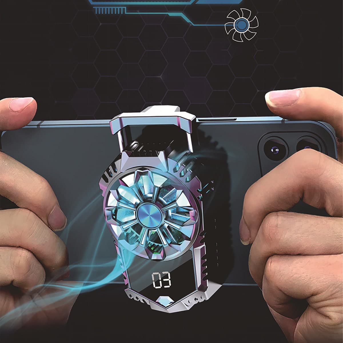 Quạt tản nhiệt điện thoại X3B Quạt sò lạnh thế hệ mới màn hình hiển thị nhiệt độ Led Gaming RGB - 4