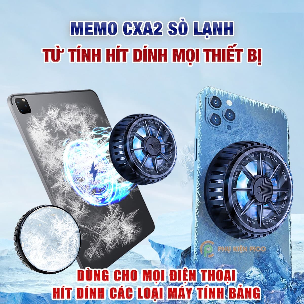 Quạt tản nhiệt điện thoại máy tính bảng Memo CXA2 sò lạnh từ tính led RGB