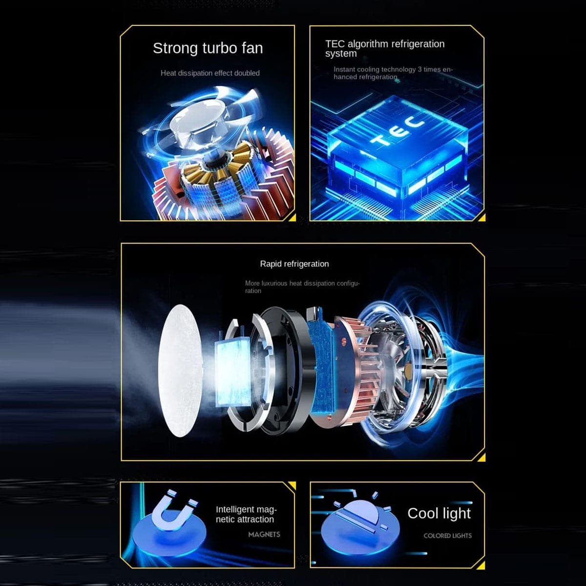 Quạt tản nhiệt điện thoại sò lạnh từ tính X18 có ngàm gắn Livestream Led RGB - 9