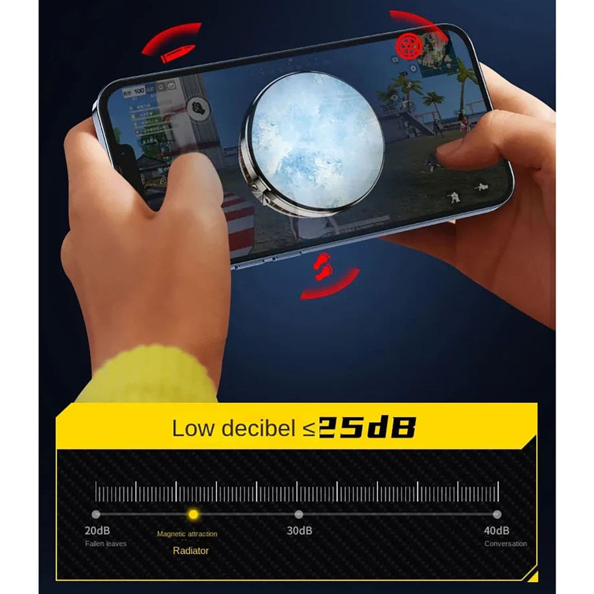 Quạt tản nhiệt điện thoại sò lạnh từ tính X18 có ngàm gắn Livestream Led RGB - 6