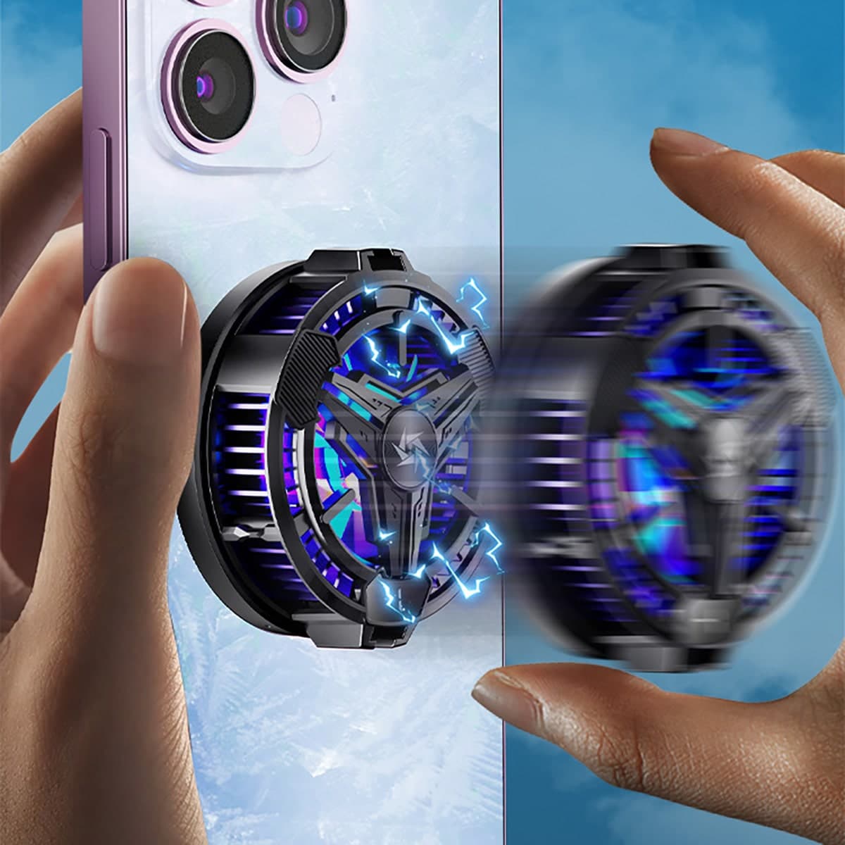 Quạt tản nhiệt điện thoại sò lạnh từ tính SL10 màn hình hiển thị nhiệt độ Led RGB 2023 - 5