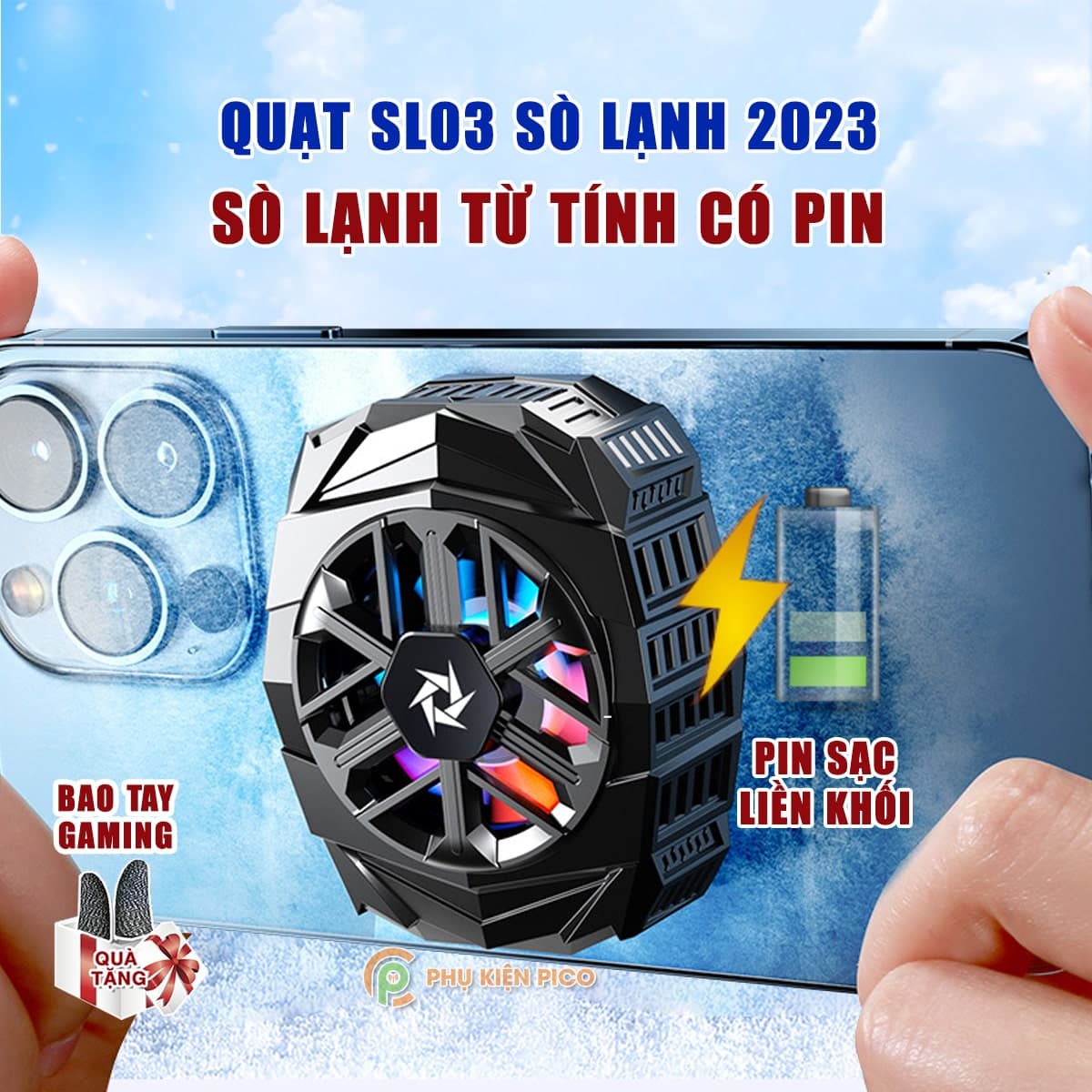 Quạt tản nhiệt điện thoại sò lạnh từ tính chạy Pin SL03 không dây