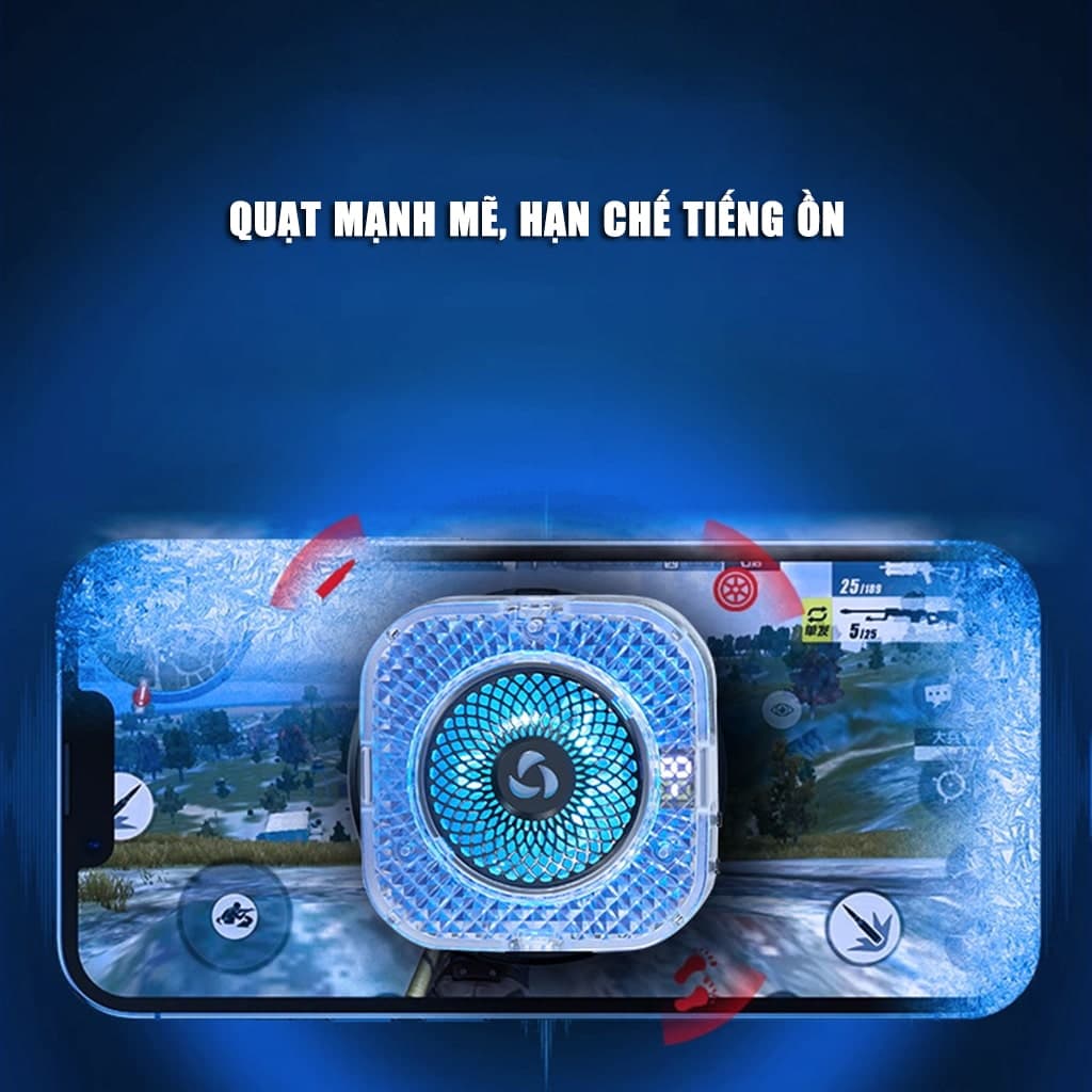 Quạt tản nhiệt điện thoại sò lạnh từ tính S6 tích hợp AI thông minh Led RGB Gaming có màn hình hiển thị nhiệt độ ngàm kẹp rời - 10