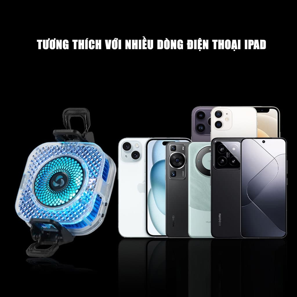 Quạt tản nhiệt điện thoại sò lạnh từ tính S6 tích hợp AI thông minh Led RGB Gaming có màn hình hiển thị nhiệt độ ngàm kẹp rời - 9