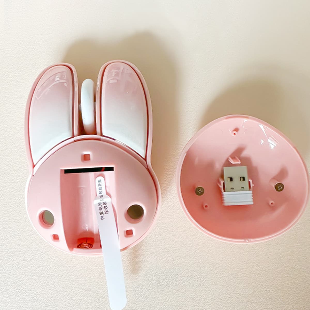 Chuột tai thỏ hồng không dây máy tính hình tai thỏ wireless 2.4G không tiếng ồn Playrab - 3