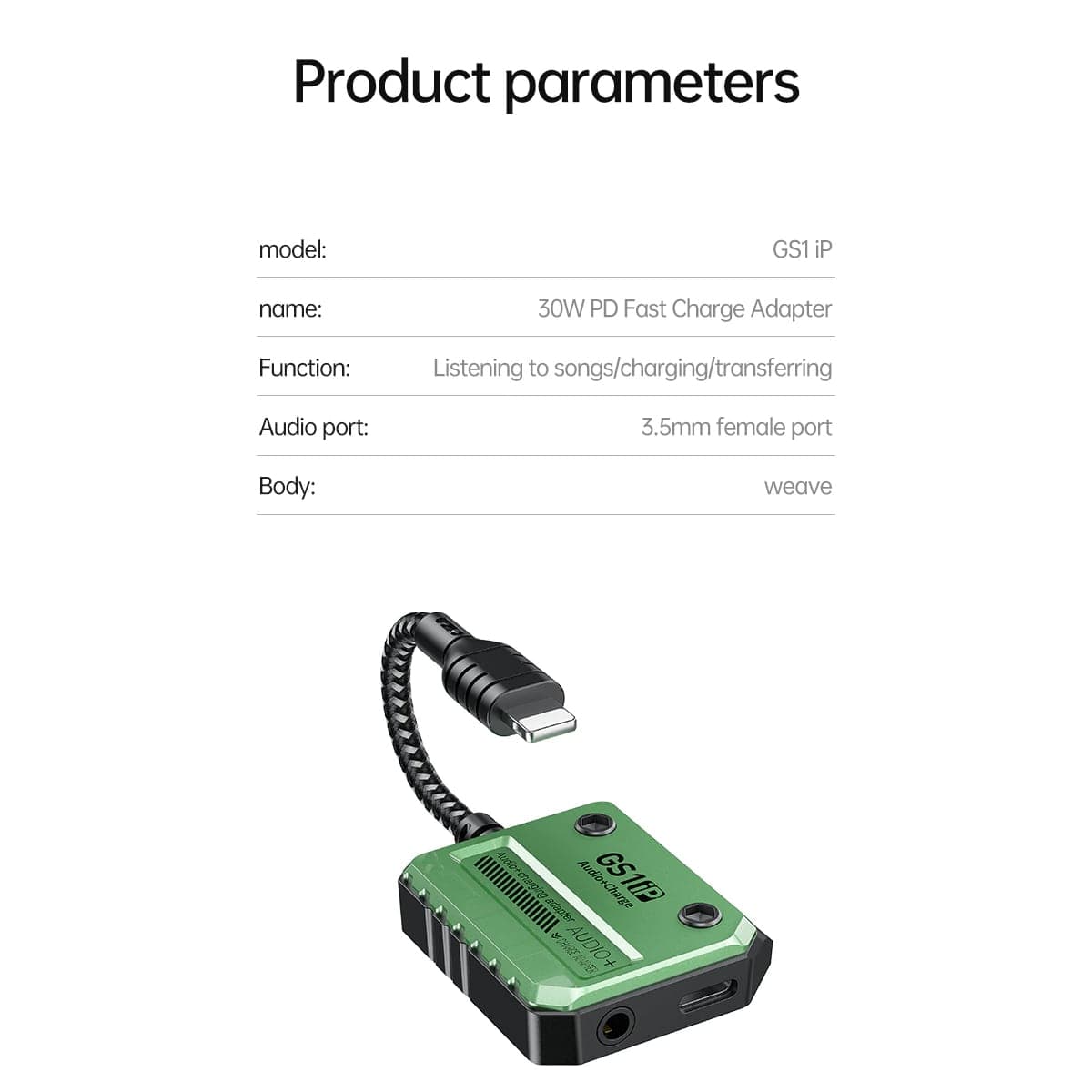 Cáp chuyển đổi ligtning sang tai nghe Plextone gs1 Pro 30W hỗ trợ iphone và ipad vừa nghe nhạc vừa sạc siêu nhanh - 9