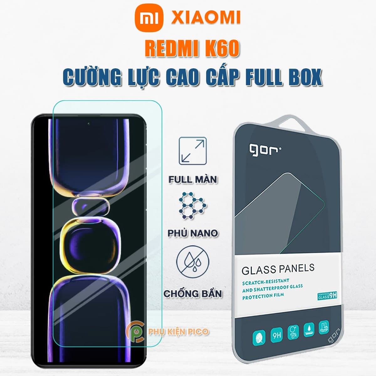 Kính cường lực Xiaomi Redmi K60 full màn hình chính hãng Gor