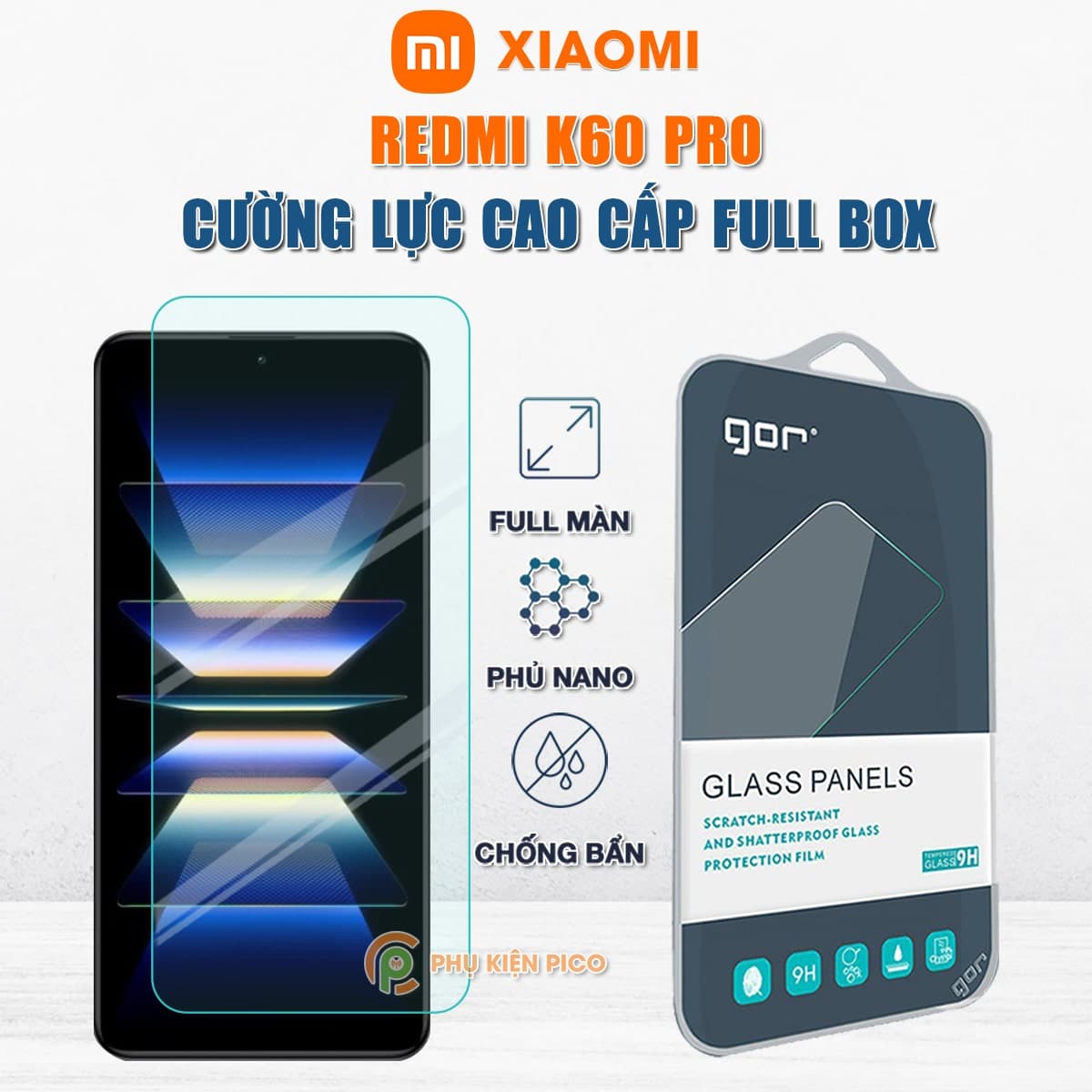 Kính cường lực Xiaomi Redmi K60 Pro full màn hình chính hãng Gor