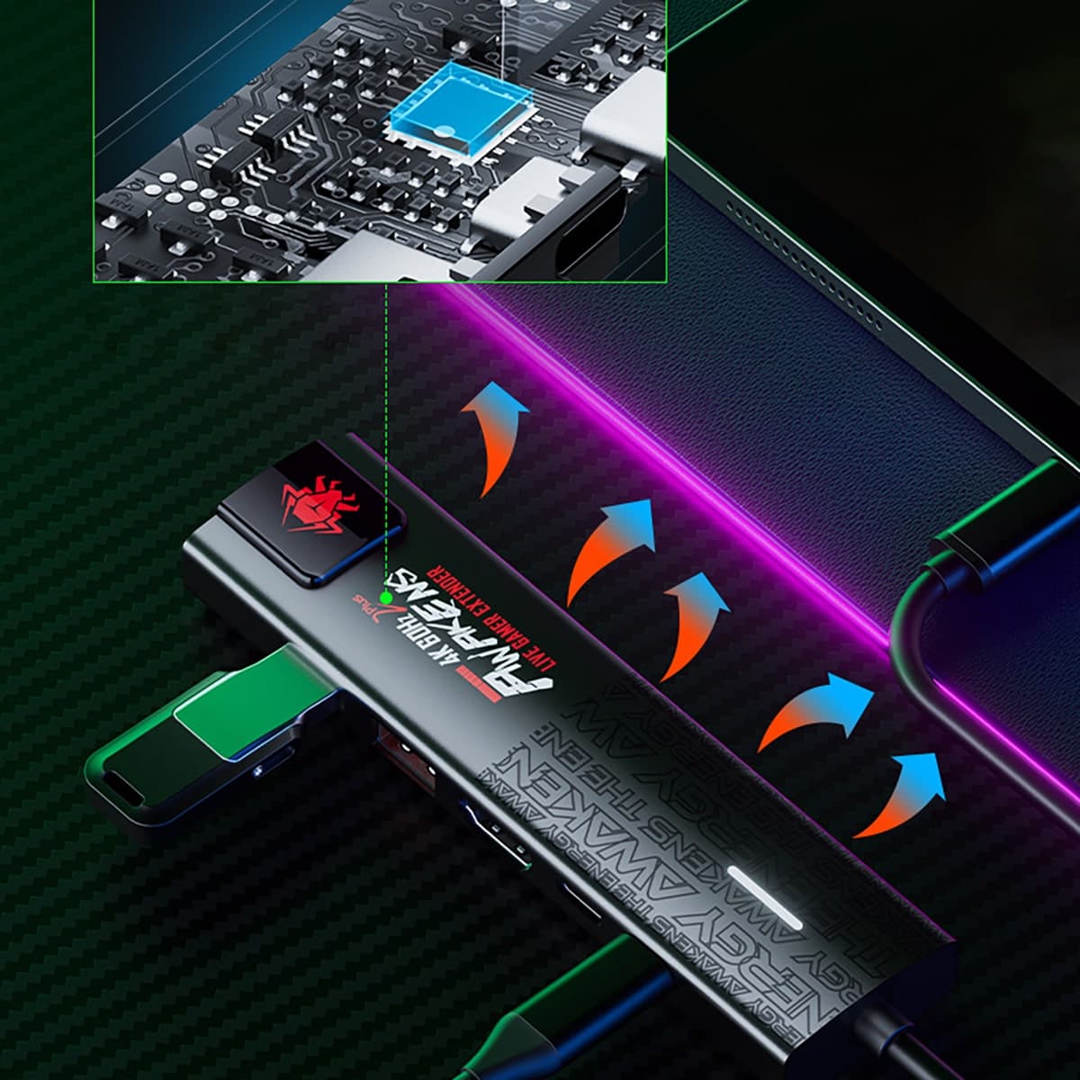 HUB Type C sang HDMI 4K Plextone 6in1 Pro sạc PD 100W Mạng Lan HUB USB 3.0 tốc độ cao HUB USB C to HDMI 2.0 - RJ45 - Type C cho Laptop hỗ trợ Macbook - 10