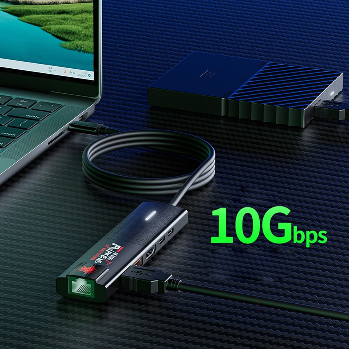 HUB Type C sang HDMI 4K Plextone 6in1 Pro sạc PD 100W Mạng Lan HUB USB 3.0 tốc độ cao HUB USB C to HDMI 2.0 - RJ45 - Type C cho Laptop hỗ trợ Macbook - 9