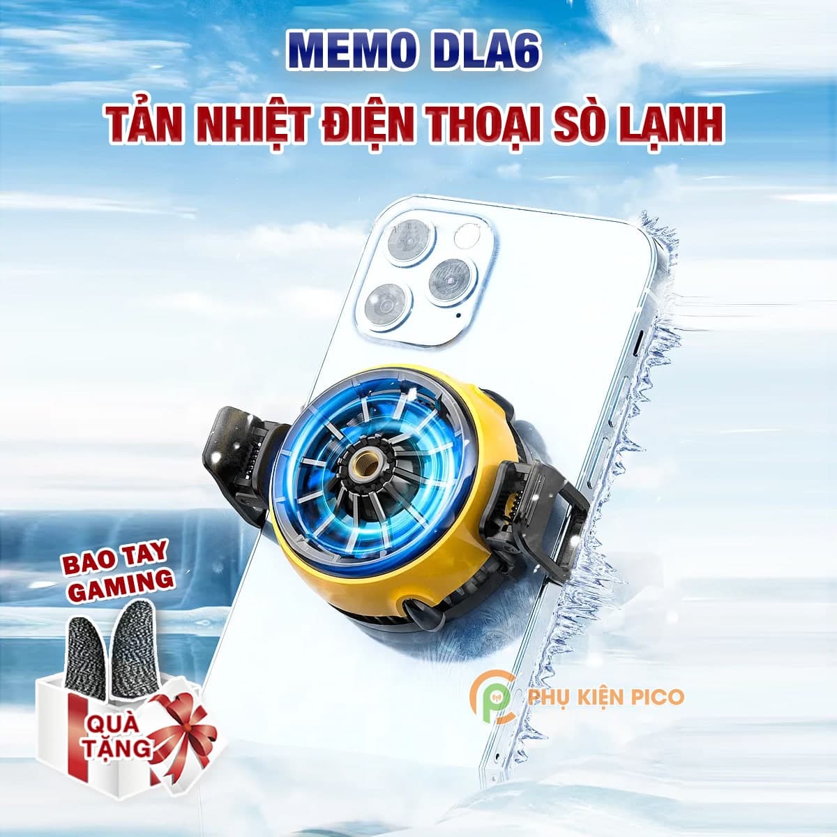 Quạt tản nhiệt điện thoại Memo DLA6 sò lạnh từ tính Led RGB có ngàm hỗ trợ Livestream