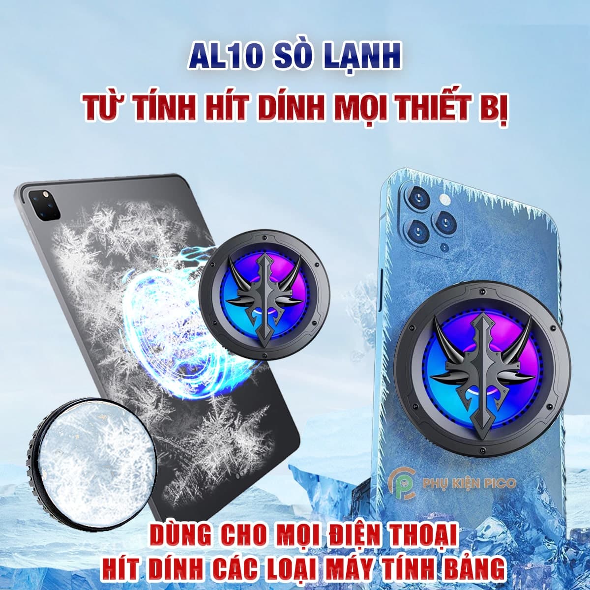 Quạt tản nhiệt điện thoại máy tính bảng ipad AL10 sò lạnh từ tính gaming led RGB