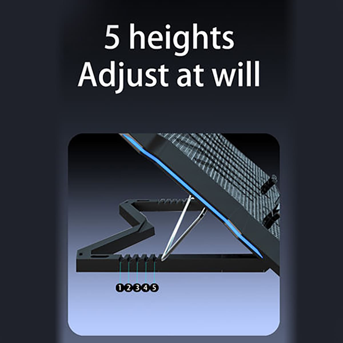 Quạt tản nhiệt Laptop Gaming Pro 8 quạt - Đế tản nhiệt Macbook Surface book Notebook Cooler Z8 led RGB - 5