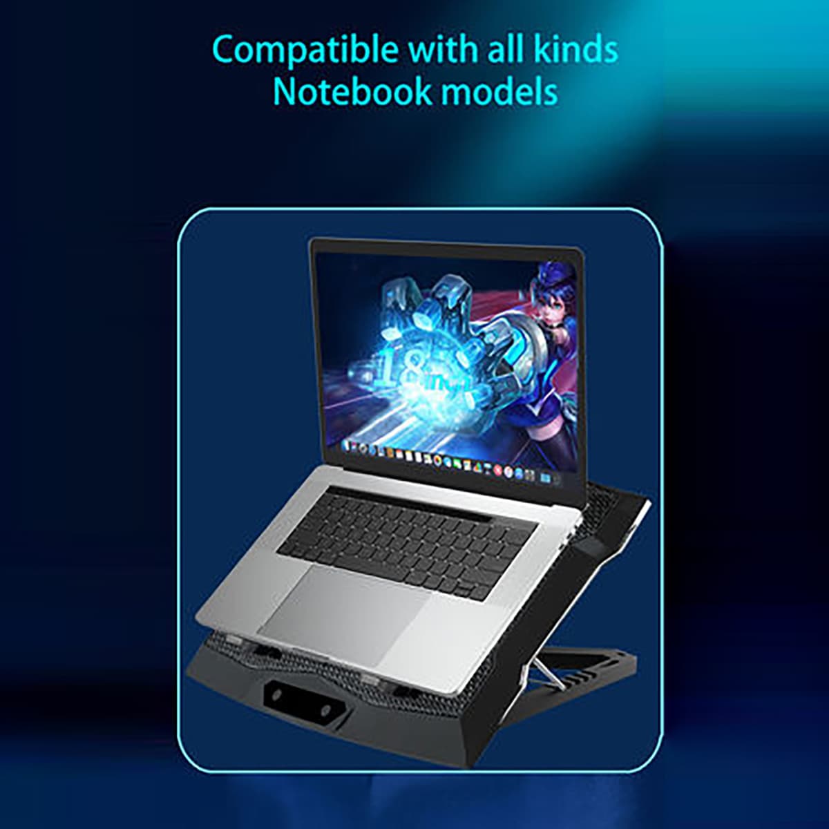 Quạt tản nhiệt Laptop Gaming Pro 8 quạt - Đế tản nhiệt Macbook Surface book Notebook Cooler Z8 led RGB - 4