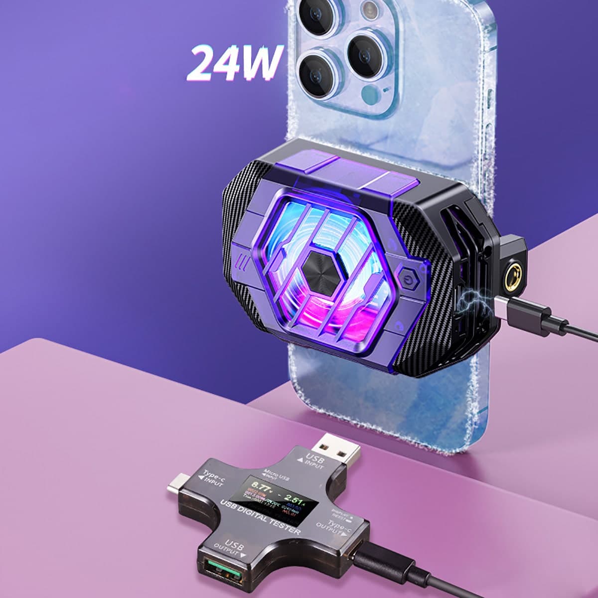 Sò lạnh tản nhiệt điện thoại Ipad X65 quạt công suất 24W 3 chế độ làm lạnh led RGB hỗ trợ Livestream - 10